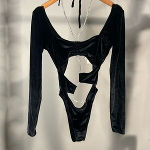 Velour cut out body suite